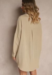 Renee - Beżowa Koszula o Fasonie Oversize w Klasycznym Stylu Marionera. Okazja: na co dzień. Kolor: beżowy. Materiał: bawełna, materiał. Długość rękawa: długi rękaw. Długość: długie. Styl: klasyczny #5