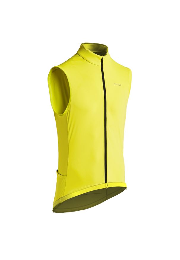 TRIBAN - Koszulka rowerowa szosowa Triban RC500 bez rękawów. Kolor: zielony, wielokolorowy, żółty. Materiał: poliester, materiał. Długość rękawa: bez rękawów. Sport: wspinaczka