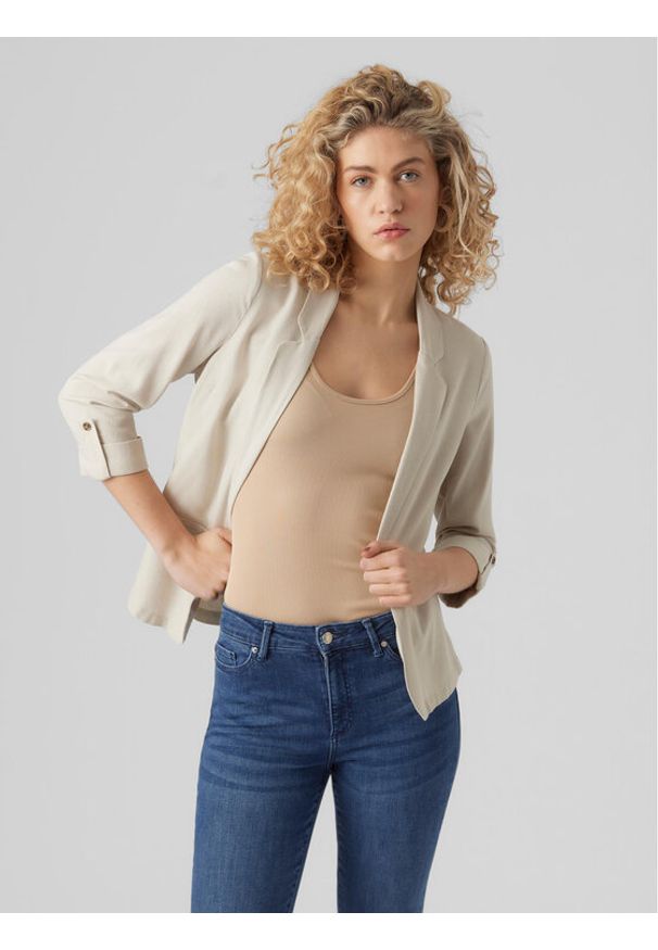 Vero Moda Marynarka Jesmilo 10279700 Szary Regular Fit. Kolor: szary. Materiał: wiskoza, len