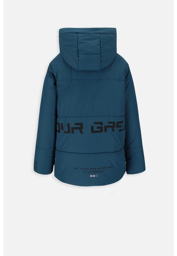 Kurtka turystyczna chłopięca ciepła Lemon Explore ZL3 turkusowa. Typ kołnierza: kołnierzyk stójkowy, kaptur. Kolor: niebieski. Materiał: poliester. Sezon: zima. Sport: turystyka piesza