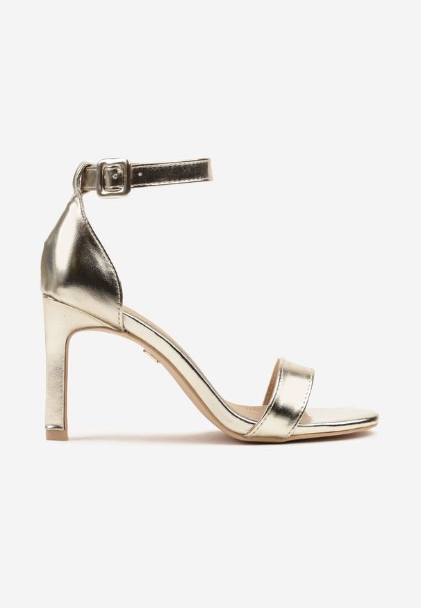 Born2be - Złote Eleganckie Sandały na Szpilce Vices ze Skórzaną Wkładką Sonadira. Zapięcie: pasek. Kolor: złoty. Materiał: skóra. Obcas: na szpilce. Styl: elegancki. Wysokość obcasa: średni