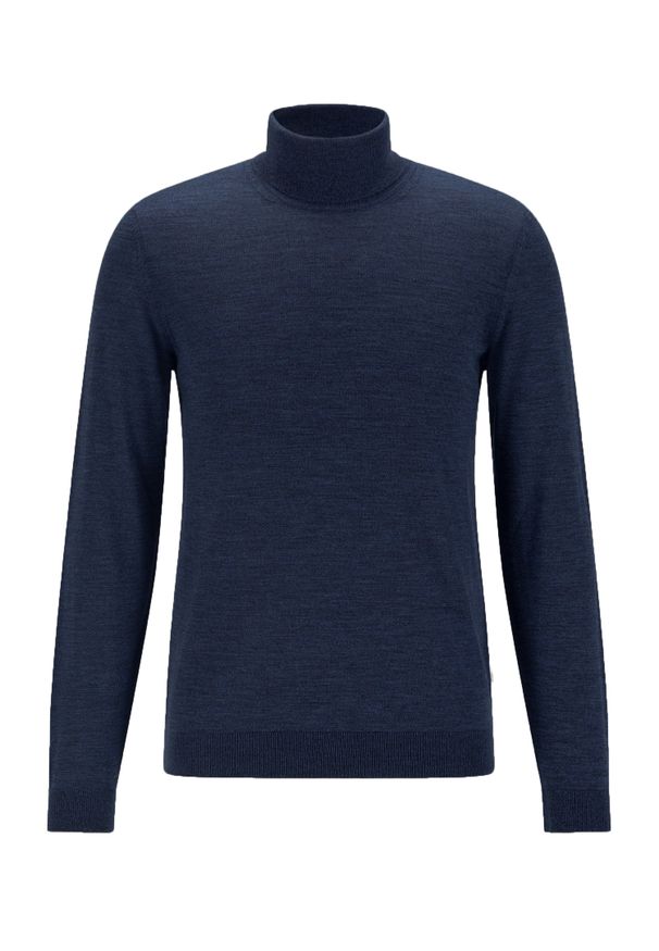 Modini - Granatowy golf męski SW76. Typ kołnierza: golf. Kolor: niebieski. Materiał: akryl, wełna, materiał