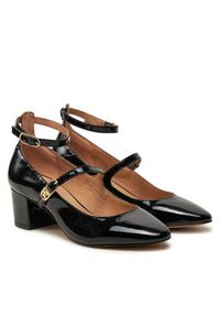 TOMMY HILFIGER - Tommy Hilfiger Czółenka Pump Double Strap Patent Leather FW0FW08566 Czarny. Kolor: czarny. Materiał: skóra, lakier