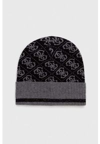 Guess czapka kolor czarny. Kolor: czarny. Materiał: dzianina