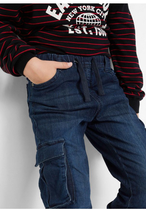 bonprix - Dżinsy ze stretchem i gumką w talii, slim fit. Kolor: niebieski