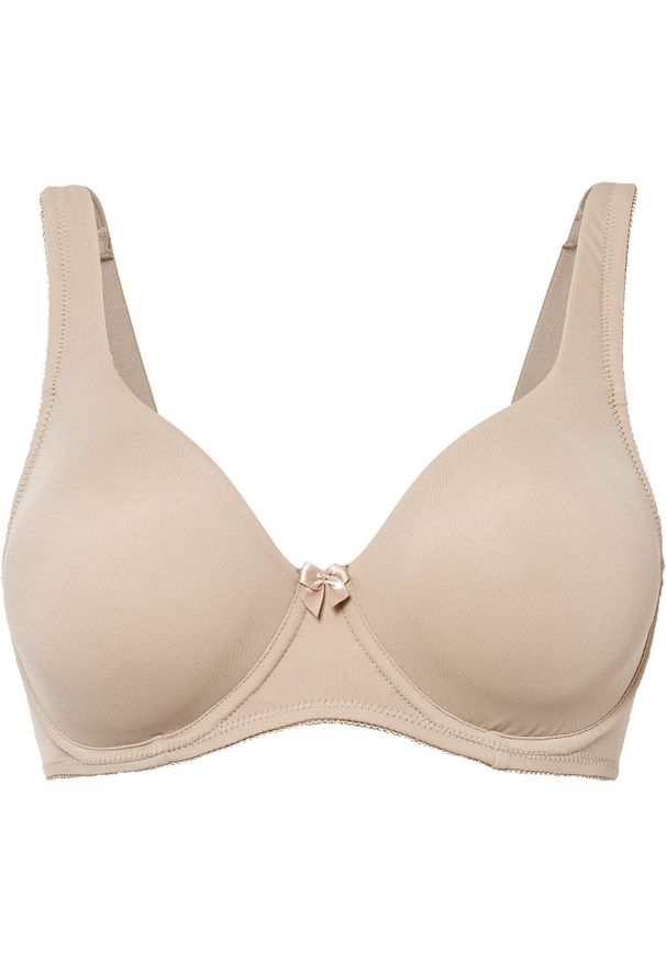 bonprix - Biustonosz typu T-shirt na fiszbinach. Kolor: beżowy