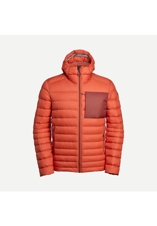 FORCLAZ - Kurtka trekkingowa męska puchowa Forclaz MT500 - 10°C. Kolor: wielokolorowy, brązowy, czerwony, pomarańczowy. Materiał: puch