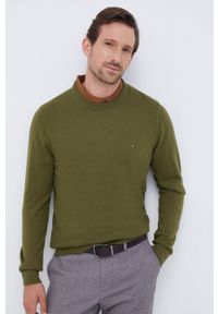 TOMMY HILFIGER - Tommy Hilfiger sweter z domieszką kaszmiru kolor zielony lekki. Kolor: zielony. Materiał: kaszmir. Styl: klasyczny #3