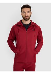 4f - 4F Bluza treningowa regular szybkoschnąca męska - czerwona XXL. Okazja: na co dzień. Typ kołnierza: kaptur. Kolor: czerwony. Materiał: syntetyk, włókno, dzianina, materiał, elastan. Długość rękawa: raglanowy rękaw. Wzór: gładki, ze splotem. Styl: casual, sportowy #1