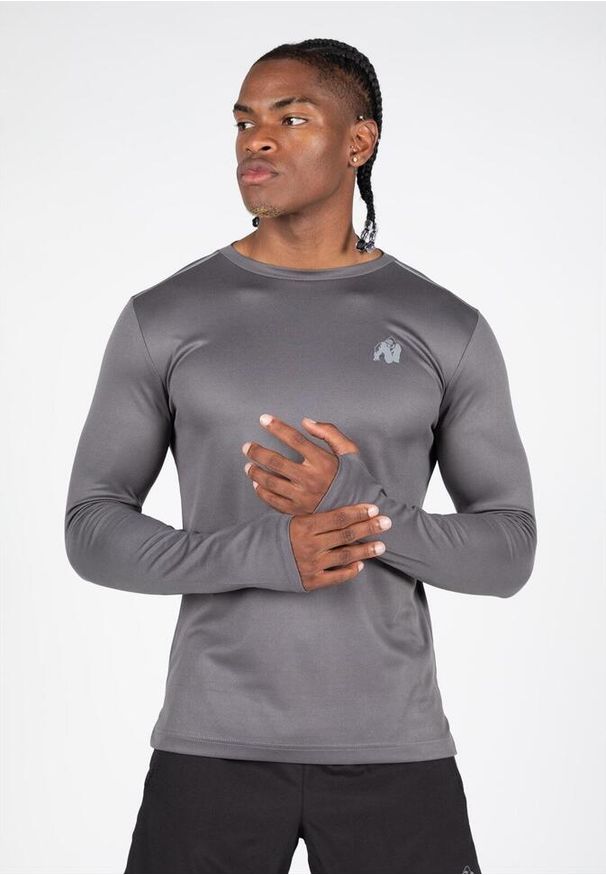 GORILLA WEAR - Koszulka fitness męska Gorilla Wear USA Washington z długim rękawem. Kolor: szary. Długość rękawa: długi rękaw. Długość: długie. Sport: fitness