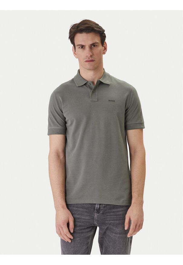 BOSS Polo Prime 50507813 Szary Regular Fit. Typ kołnierza: polo. Kolor: szary. Materiał: bawełna