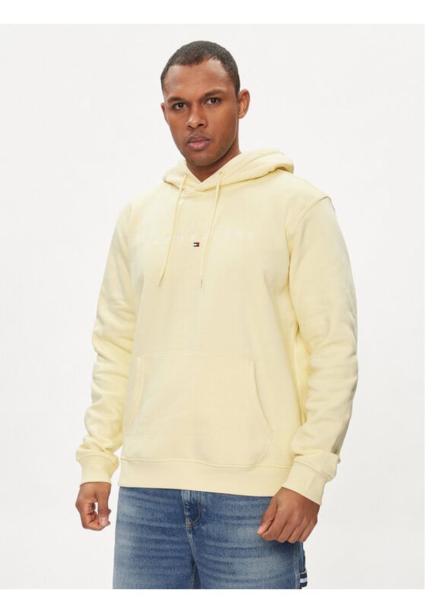 Tommy Jeans Bluza Linear Logo DM0DM17985 Żółty Regular Fit. Kolor: żółty. Materiał: bawełna