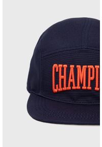 Champion czapka bawełniana kolor granatowy z aplikacją. Kolor: niebieski. Materiał: bawełna. Wzór: aplikacja