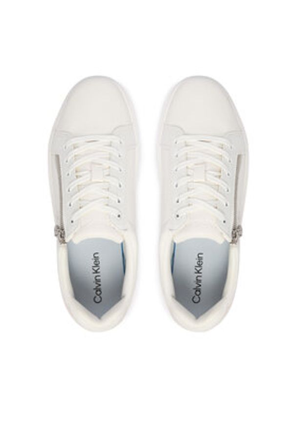 Calvin Klein Sneakersy Classic Cup Laceup Zip Lth YM0YM01437 Biały. Kolor: biały. Materiał: skóra