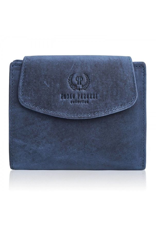 Portfel damski granatowy PAOLO PERUZZI T-12-DB. Kolor: niebieski. Materiał: skóra