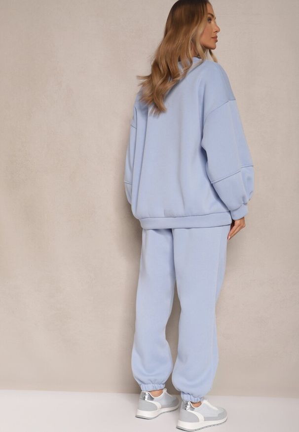 Renee - Niebieski Komplet Dresowy z Polarową Podszewką Bluza i Joggery Ziline. Kolor: niebieski. Materiał: dresówka, polar