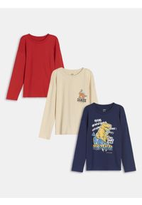 Sinsay - Koszulka z długimi rękawami 3 pack - granatowy. Kolor: niebieski. Długość rękawa: długi rękaw. Długość: długie #1
