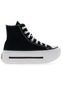 Buty damskie Converse Chuck Taylor All Star Lift Double Stack A12975C - czarne. Kolor: czarny. Materiał: guma. Szerokość cholewki: normalna. Obcas: na platformie. Model: Converse All Star