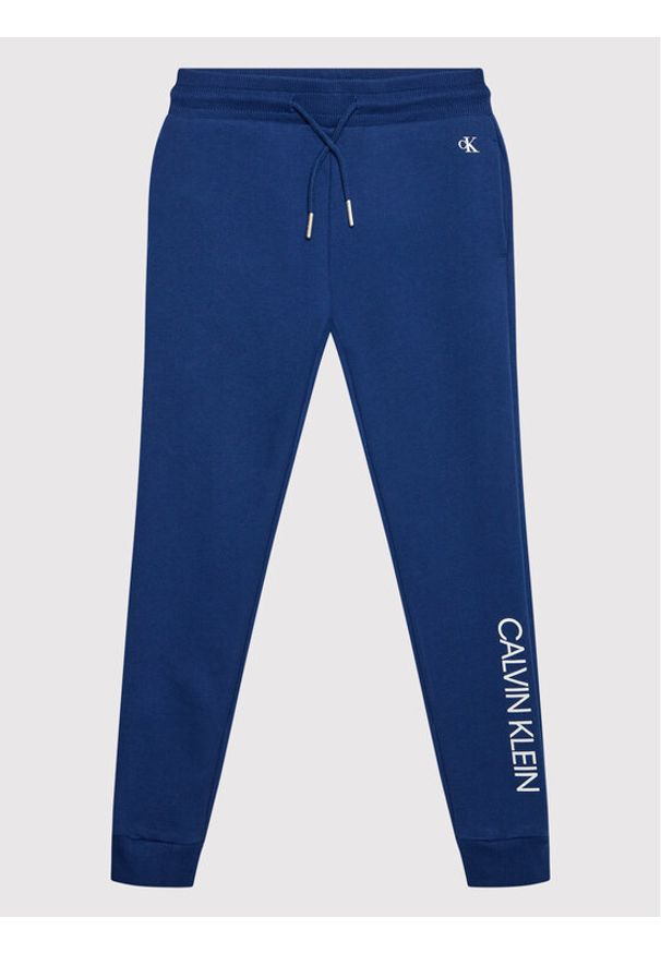 Calvin Klein Jeans Spodnie dresowe Institutional Logo IB0IB00954 Granatowy Regular Fit. Kolor: niebieski. Materiał: bawełna