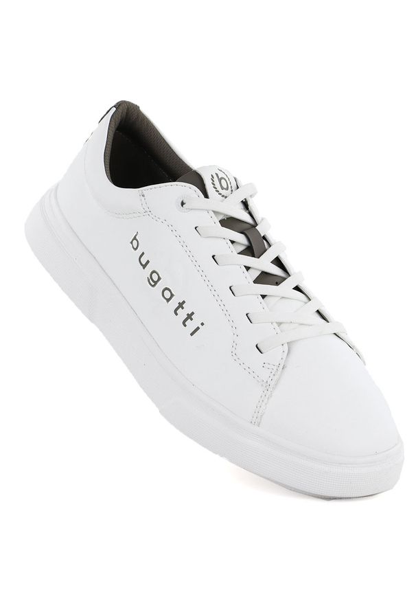 Półbuty sportowe męskie białe Bugatti TT153111. Kolor: biały. Materiał: skóra ekologiczna. Styl: sportowy