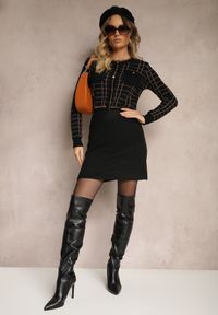 Renee - Czarna Prosta Spódnica z Dzianiny z Domieszką Wełny z Gumką w Talii Parilae. Okazja: na co dzień. Kolor: czarny. Materiał: dzianina, wełna. Styl: elegancki, casual #3