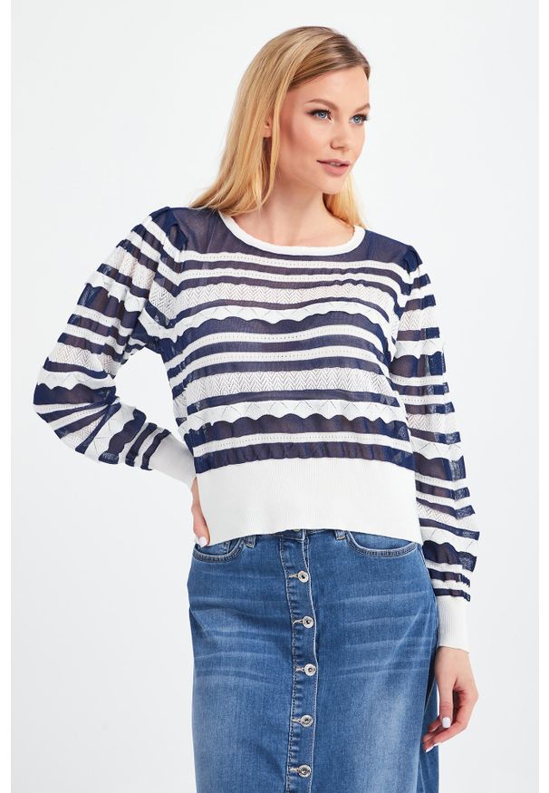 TwinSet - SWETER TWINSET. Długość: długie. Wzór: ażurowy, paski