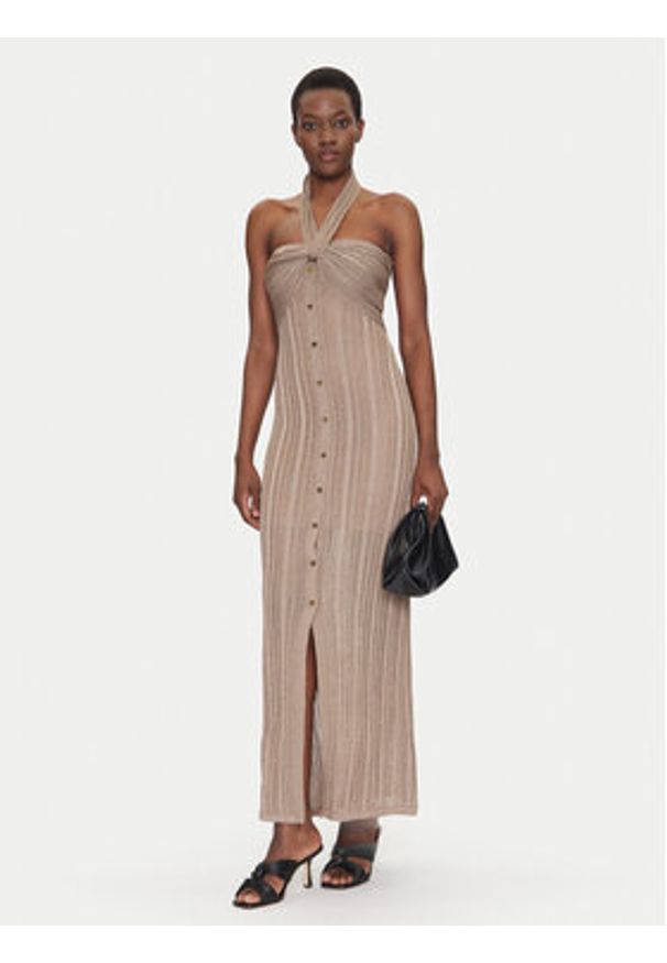 Marciano Guess Sukienka dzianinowa 5GGK48 5811Z Beżowy Slim Fit. Kolor: beżowy. Materiał: syntetyk