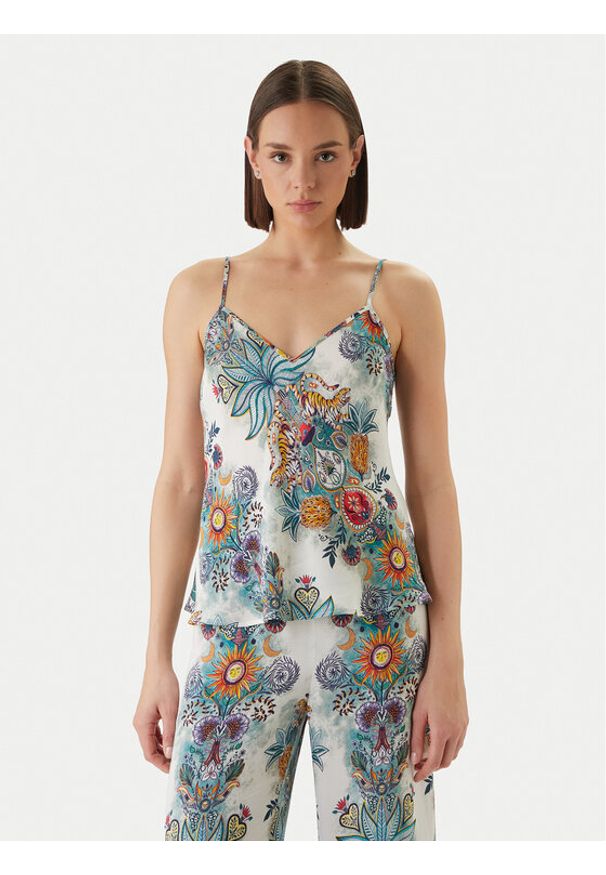 Just Cavalli Bluzka 80PAM201 NS837 Błękitny Relaxed Fit. Kolor: niebieski. Materiał: wiskoza