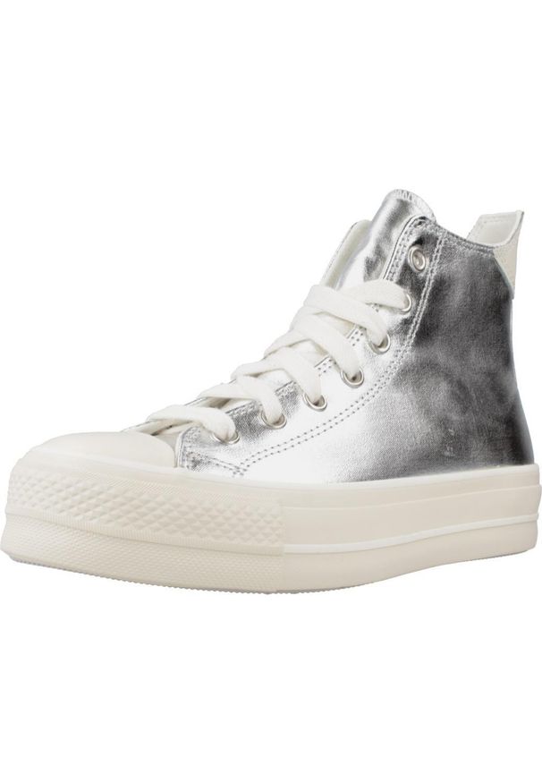 Converse - CONVERSE CHUCK TAYLOR ALL STAR LIFT PLATFORM METALLIC Srebrny. Kolor: szary. Materiał: syntetyk, tkanina. Obcas: na platformie