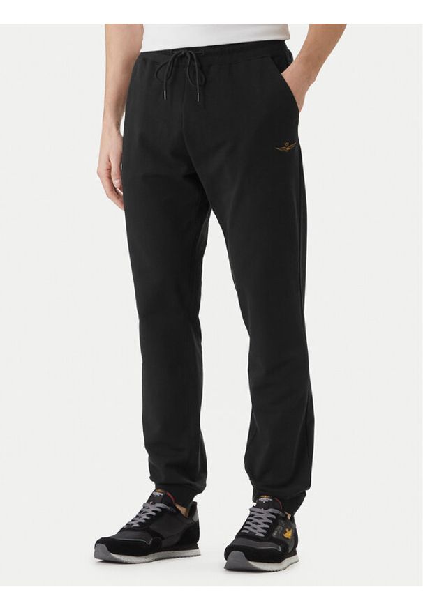Aeronautica Militare Spodnie dresowe 261PF1008UF00674 Czarny Regular Fit. Kolor: czarny. Materiał: bawełna