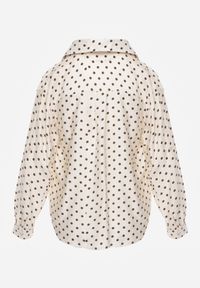 Renee - Beżowa Koszula w Groszki z Wiskozy Zdobiona Węzłem Aetherissa. Okazja: na co dzień. Kolor: beżowy. Materiał: wiskoza. Długość: długie. Wzór: aplikacja, grochy. Styl: casual #2