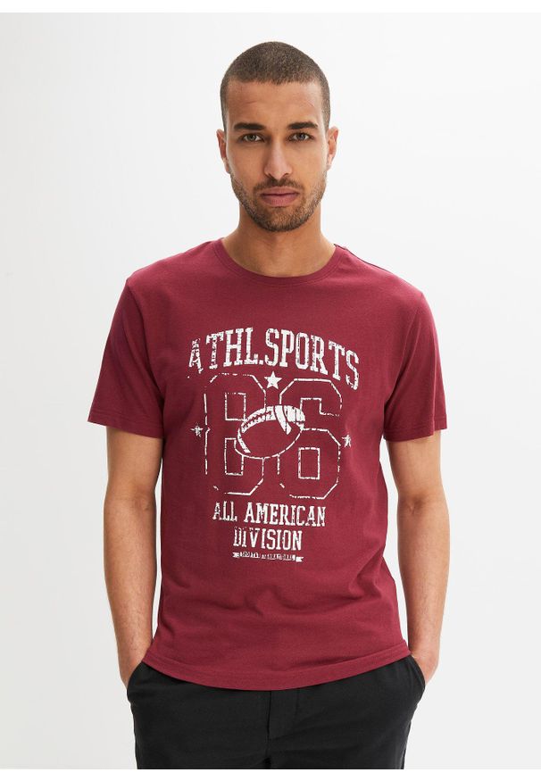 bonprix - T-shirt o kroju regular fit, 2 szt.. Kolor: czerwony. Wzór: nadruk. Styl: sportowy