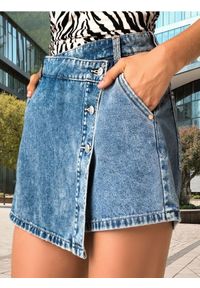 Sinsay - Spódnico-spodenki jeansowe - niebieski. Kolor: niebieski. Materiał: jeans