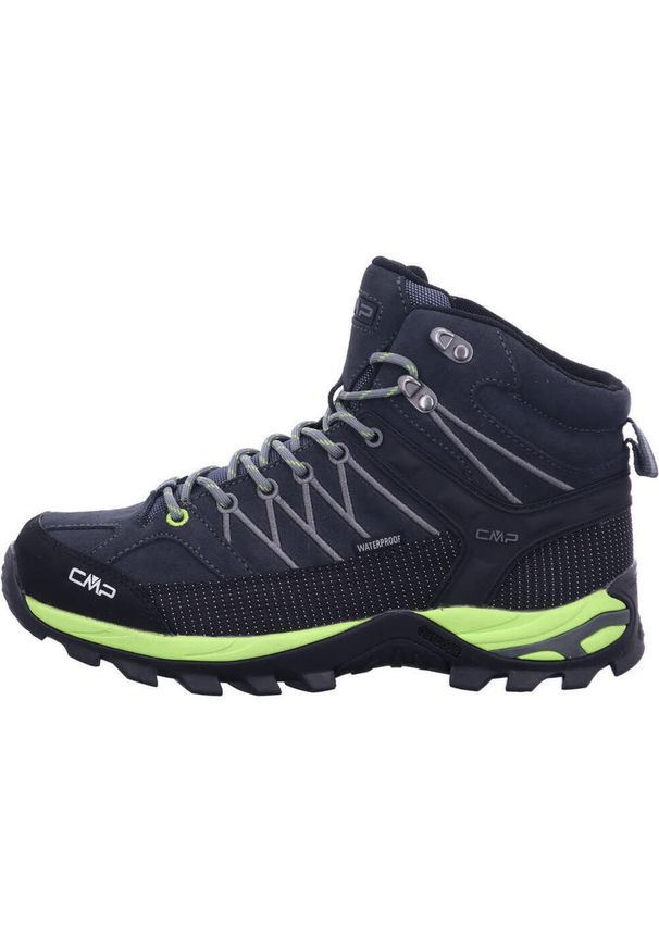 Buty trekkingowe męskie CMP Rigel Mid Trekking Wp. Kolor: wielokolorowy, czarny, szary. Materiał: zamsz, materiał. Szerokość cholewki: normalna. Sport: turystyka piesza