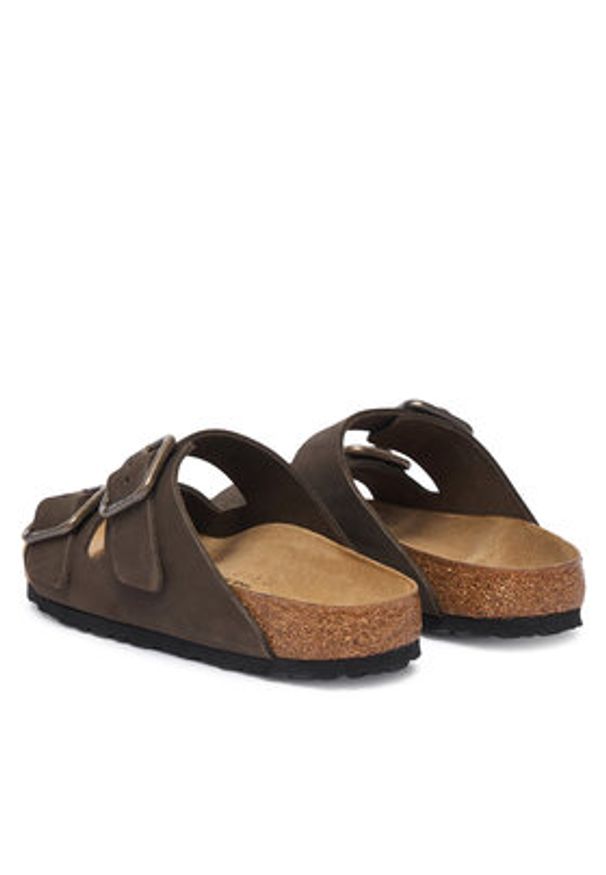 Birkenstock Klapki Arizona Wire Buckle 1032764 Beżowy ciemny. Kolor: beżowy. Materiał: nubuk, skóra