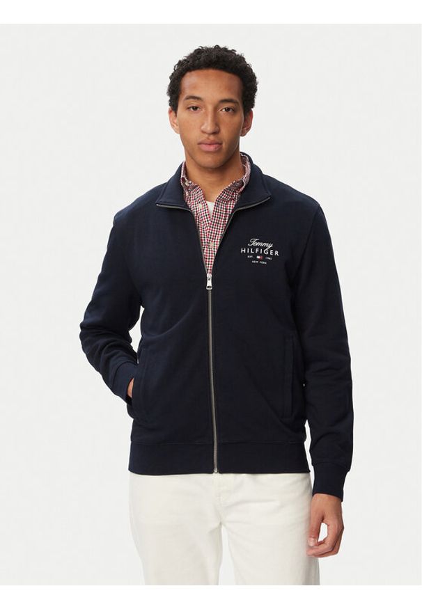 TOMMY HILFIGER - Tommy Hilfiger Bluza Script Stack MW0MW43219 Granatowy Regular Fit. Kolor: niebieski. Materiał: bawełna