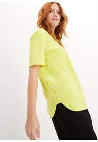 bonprix - Szeroki T-shirt z bawełny organicznej. Typ kołnierza: dekolt w serek. Kolor: zielony. Materiał: bawełna #2