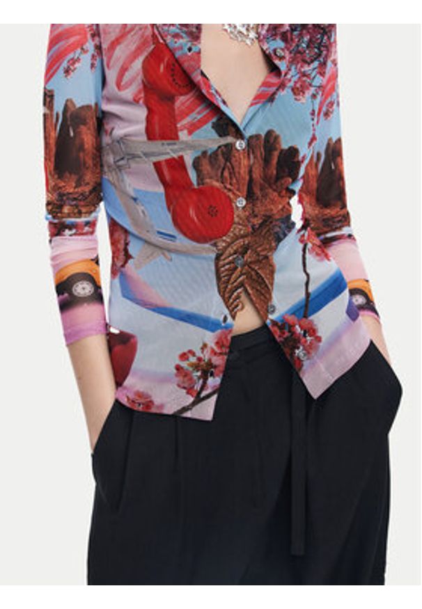 Desigual Bluzka Surreal Blossom 24WWTK84 Kolorowy Slim Fit. Materiał: syntetyk. Wzór: kolorowy