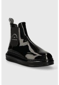 Karl Lagerfeld botki skórzane KAPRI KC damskie kolor czarny na płaskim obcasie KL62540S. Nosek buta: okrągły. Kolor: czarny. Materiał: skóra. Obcas: na obcasie. Wysokość obcasa: niski #5