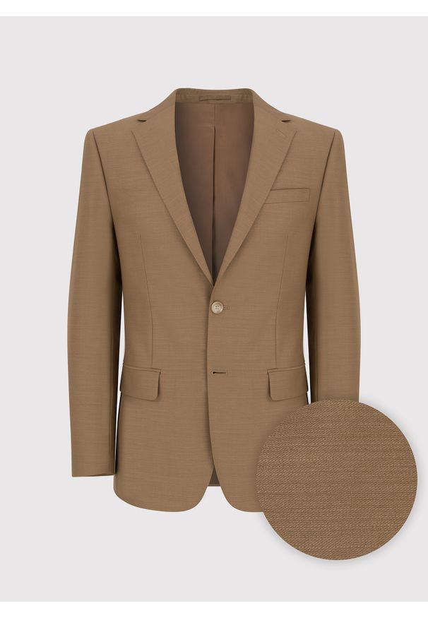Pako Lorente - PAKO LORENTE – Jasnobrązowa garniturowa marynarka męska z wełną. Kolor: brązowy. Materiał: wełna. Styl: elegancki