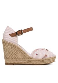 TOMMY HILFIGER - Tommy Hilfiger Espadryle Basic Seersucker High Wedge FW0FW07160 Różowy. Kolor: różowy. Materiał: materiał