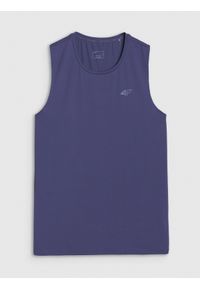 4f - Tank top regular szybkoschnący męski - granatowy. Kolor: niebieski. Materiał: syntetyk, elastan, włókno, materiał, dzianina. Wzór: jednolity, gładki, ze splotem. Sport: fitness