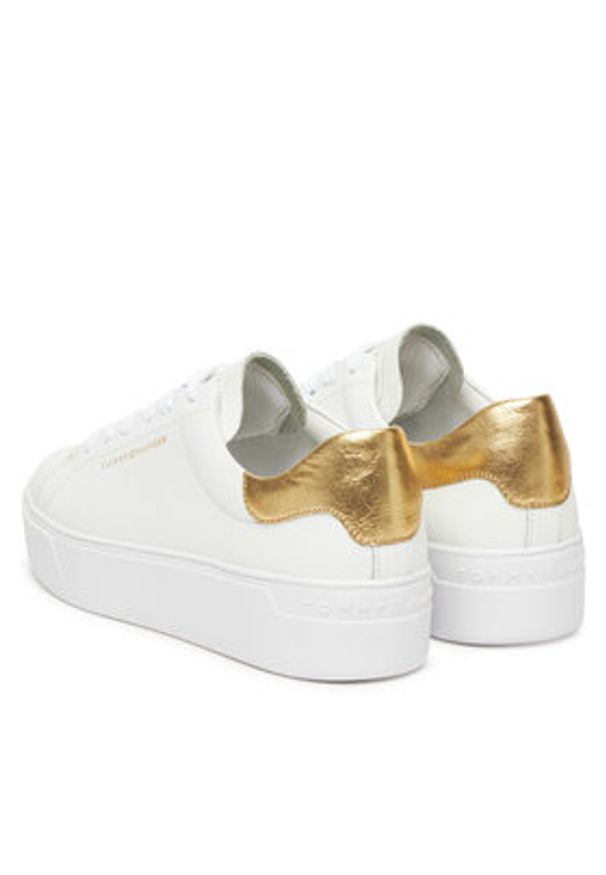 TOMMY HILFIGER - Tommy Hilfiger Sneakersy Essential Platform Court Sneaker FW0FW08756 Biały. Kolor: biały. Materiał: skóra. Obcas: na platformie