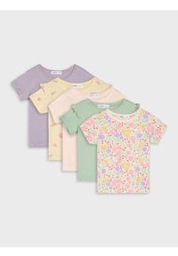 Sinsay - Bawełniana koszulka 5 pack - kremowy. Kolor: kremowy. Materiał: bawełna #1