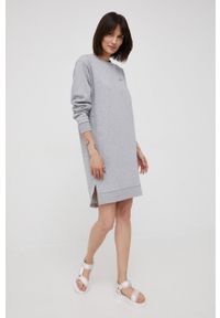 Lacoste sukienka EF6694 kolor szary mini prosta. Okazja: na co dzień. Kolor: szary. Wzór: aplikacja. Typ sukienki: proste. Styl: casual. Długość: mini #3