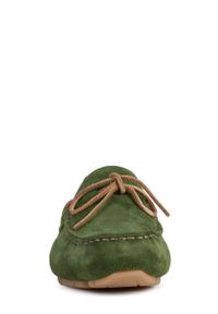 Geox Mokasyny skórzane męskie kolor zielony. Nosek buta: okrągły. Kolor: zielony. Materiał: skóra