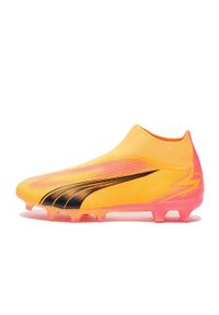 Puma - Buty piłkarskie PUMA Ultra Match+ LL Fg/Ag sunset glow/pumasun stream. Zapięcie: bez zapięcia. Kolor: pomarańczowy. Materiał: materiał, syntetyk. Szerokość cholewki: normalna. Sport: piłka nożna