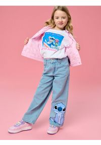 Sinsay - Jeansy wide leg z nadrukiem Lilo & Stitch - niebieski. Kolor: niebieski. Wzór: nadruk #1