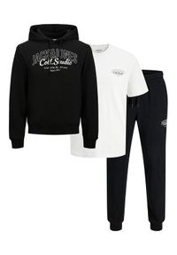 Jack & Jones - Jack&Jones Komplet t-shirt, bluza i spodnie Makoto 12287681 Czarny Regular Fit. Kolor: czarny. Materiał: bawełna