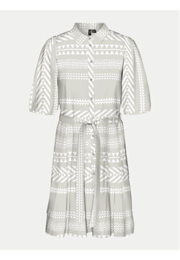 Vero Moda Sukienka koszulowa Dicthe 10303728 Beżowy Regular Fit. Kolor: beżowy. Materiał: bawełna. Typ sukienki: koszulowe
